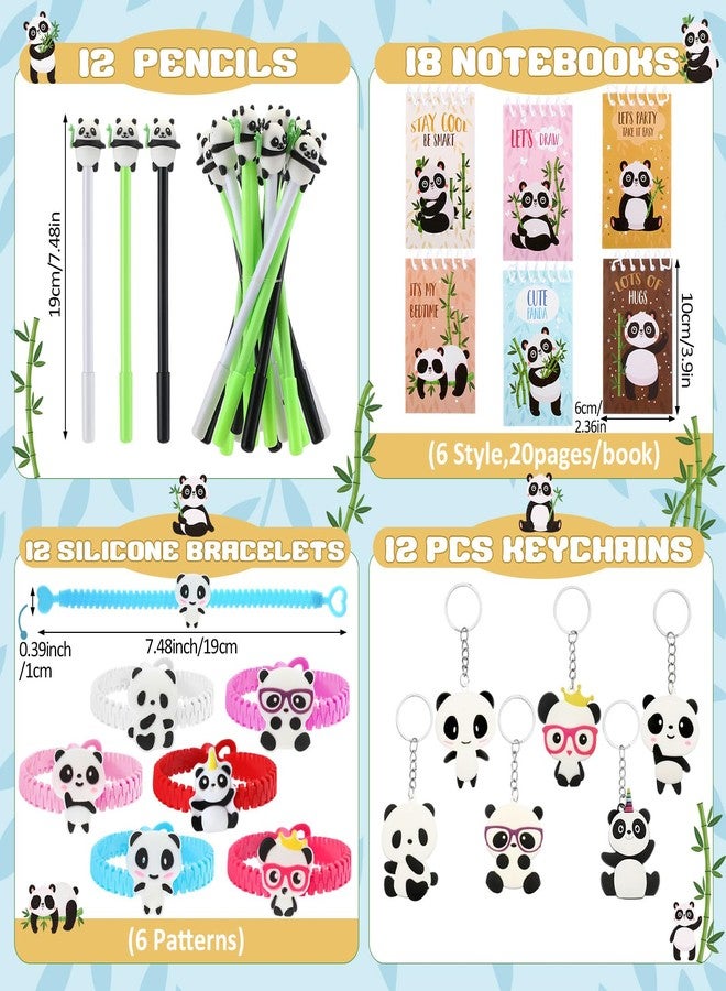 Abbylike 117 Pcs Panda Party Favors for Kids Panda Themed Birthday Party Decorations Include Stickers Keychain Notebook Drawstring Bags Badges Pens Silicone Wristbands - Image 2